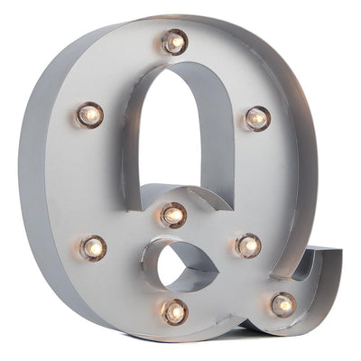 Silver Marquee Light Letter 'Q' LED Metal Sign (8 Inch, Battery Operated w/ Timer) - AsianImportStore.com - B2B Wholesale Lighting and Decor