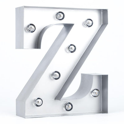 Silver Marquee Light Letter 'Z' LED Metal Sign (8 Inch, Battery Operated w/ Timer) - AsianImportStore.com - B2B Wholesale Lighting and Decor