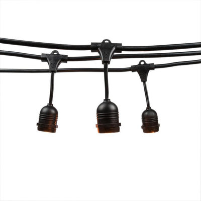 (Cord Only) 15 Suspended Socket Outdoor Commercial Weatherproof SJTW String Light Set, 48FT Black Cord w/ E26, 14AWG, Grounded - AsianImportStore.com - B2B Wholesale Lighting and Decor