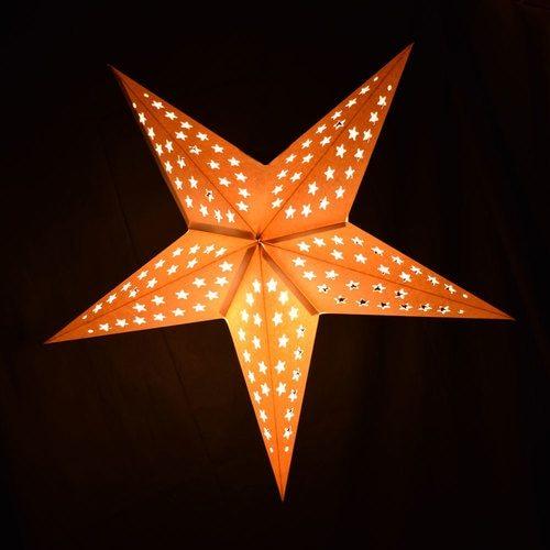 3-PACK + Cord | White Starry Night 24" Illuminated Paper Star Lanterns and Lamp Cord Hanging Decorations - AsianImportStore.com - B2B Wholesale Lighting and Decor