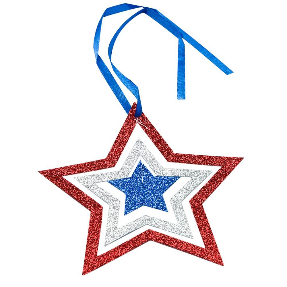 6" Cut-Out Stars 4th of July Glitter Red, White Blue Paper Hanging Decoration (20 PACK) - AsianImportStore.com - B2B Wholesale Lighting and Décor