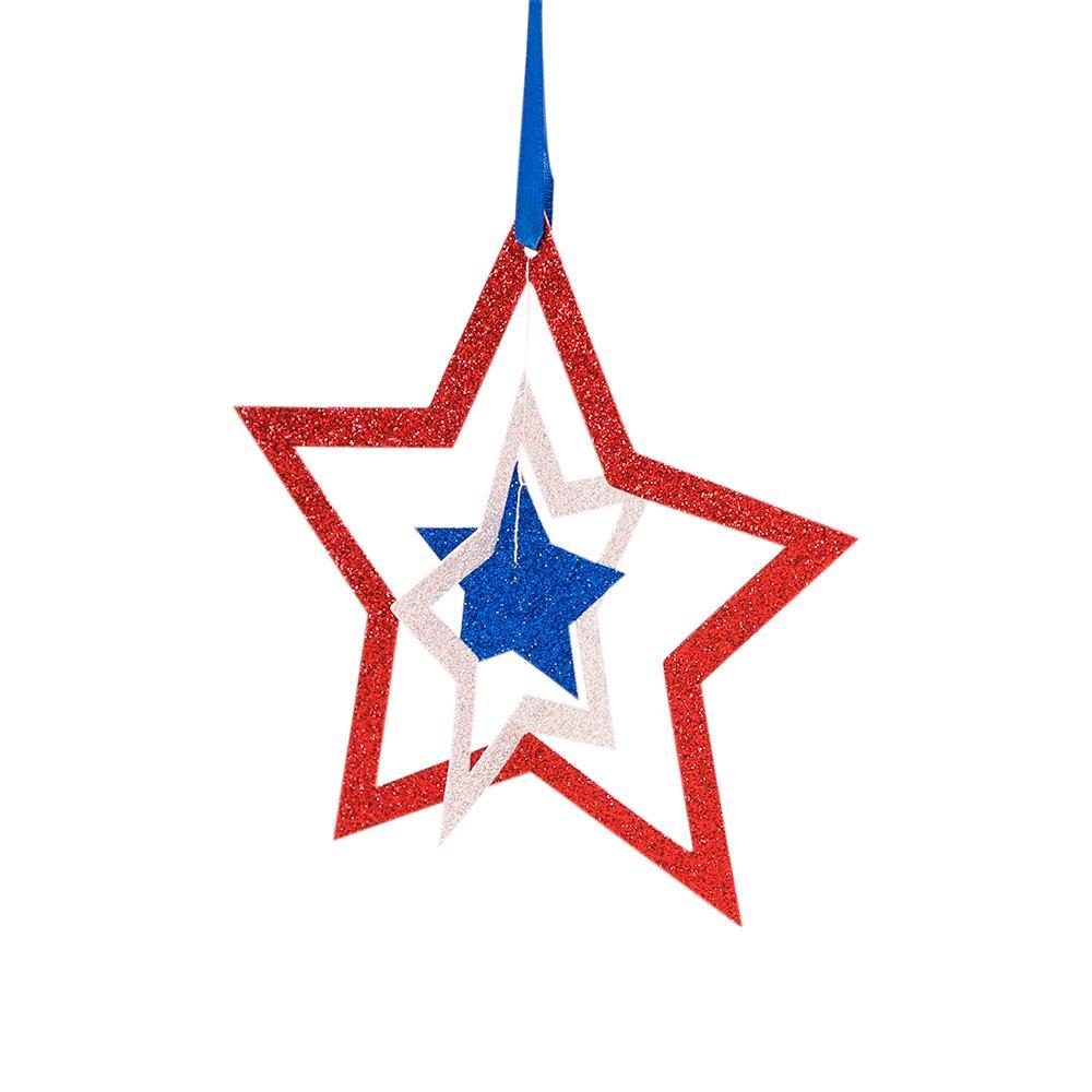 6" Cut-Out Stars 4th of July Glitter Red, White Blue Paper Hanging Decoration (20 PACK) - AsianImportStore.com - B2B Wholesale Lighting and Décor