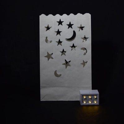 Star Moon Paper Luminaries / Luminary Lantern Bags Path Lighting (10 PACK) - AsianImportStore.com - B2B Wholesale Lighting and Decor
