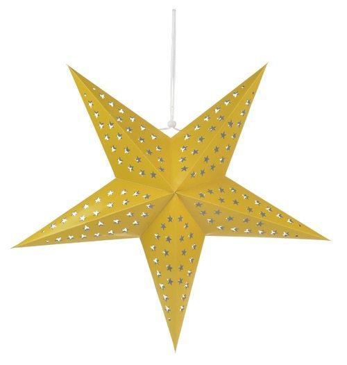  3-PACK + Cord | Yellow Starry Night 24" Illuminated Paper Star Lanterns and Lamp Cord Hanging Decorations - AsianImportStore.com - B2B Wholesale Lighting and Decor