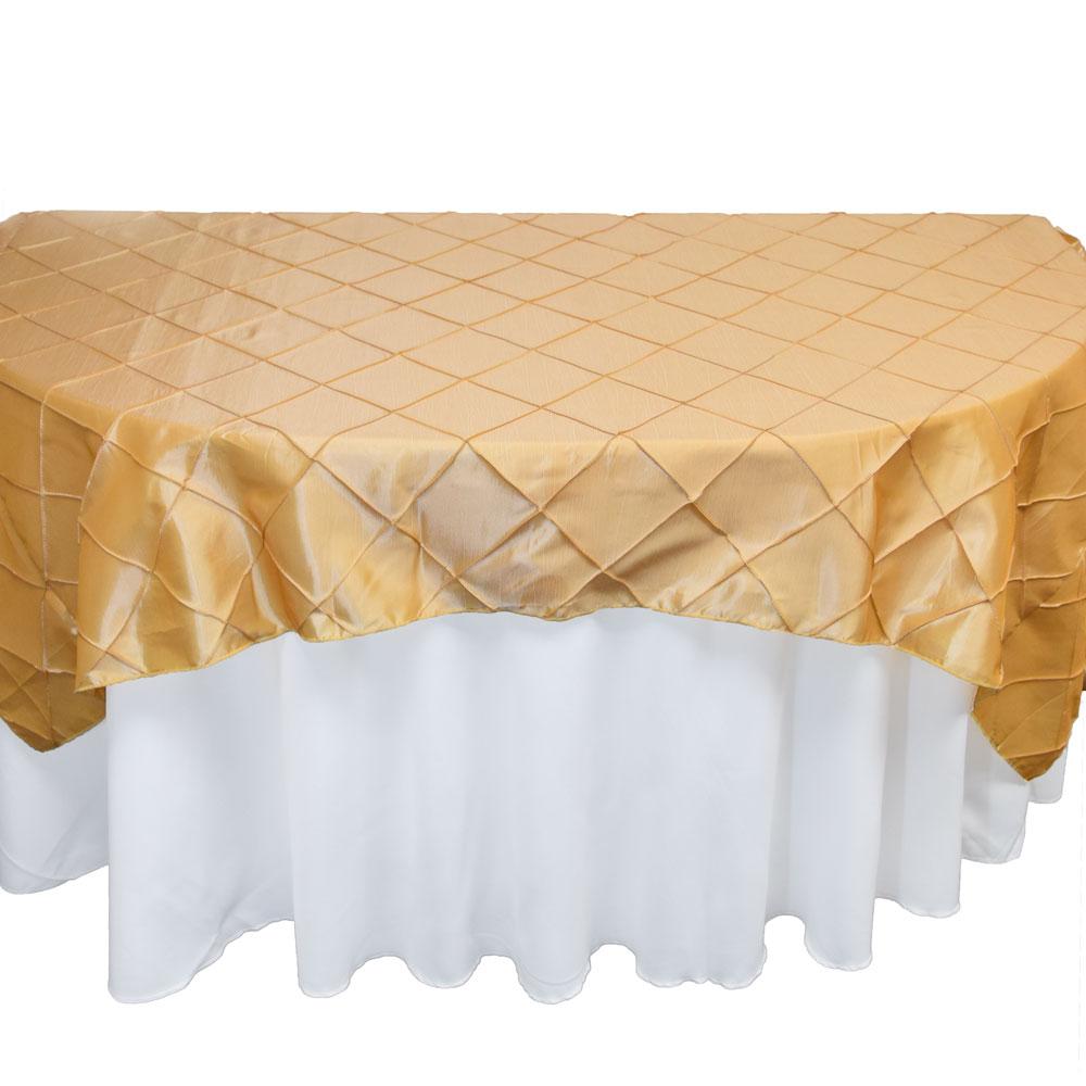  Gold Square Pintuck Chameleon Table Cloth Overlay Cover - 72 x 72 Inch - AsianImportStore.com - B2B Wholesale Lighting and Decor