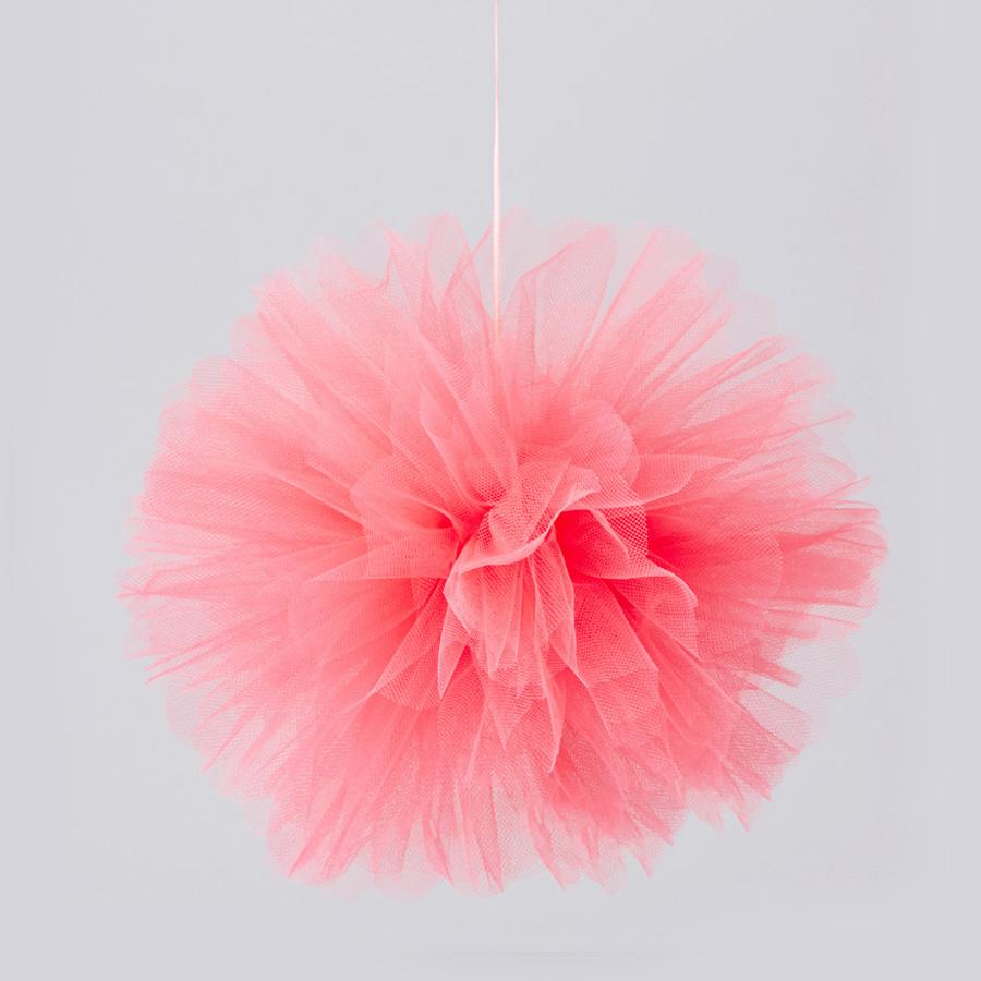  10" Watermelon Red Tulle Fabric Pom Poms Flowers Balls, Decorations (4 PACK) - AsianImportStore.com - B2B Wholesale Lighting and Decor