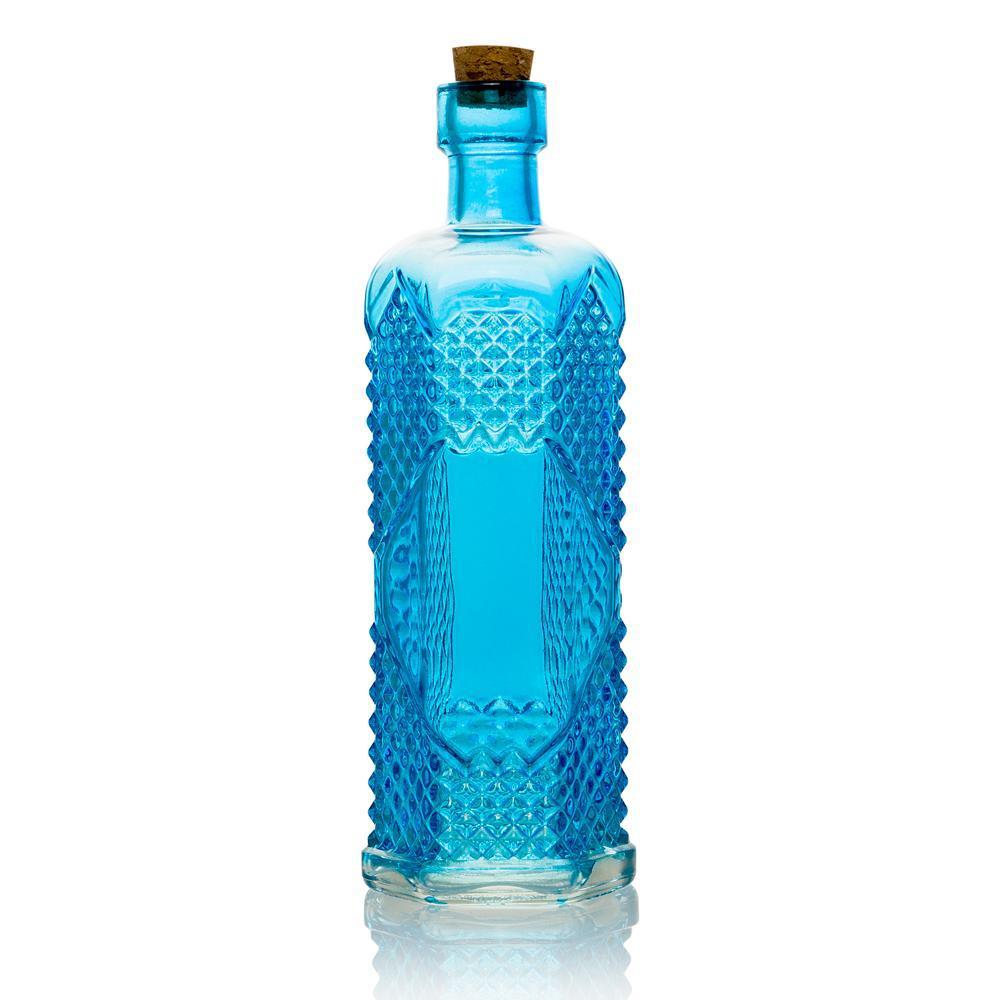 6.5" Aria Turquoise Vintage Glass Bottle with Cork - DIY Wedding Flower Bud Vases - AsianImportStore.com - B2B Wholesale Lighting & Decor since 2002