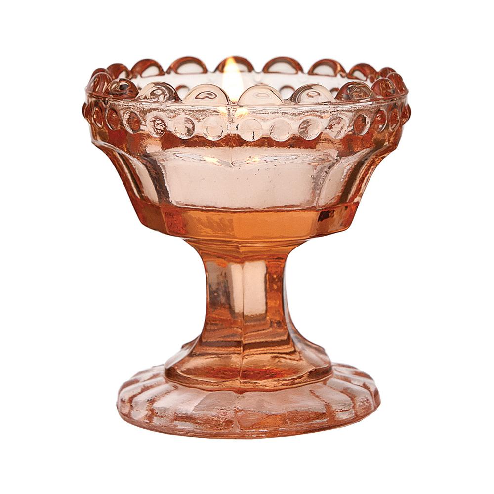 Vintage Glass Candle Holder (3-Inch, Charlene Chalice Design, Vintage Pink) - For Use with Tea Lights - For Home Decor, Parties & Wedding Decorations - AsianImportStore.com - B2B Wholesale Lighting and Decor