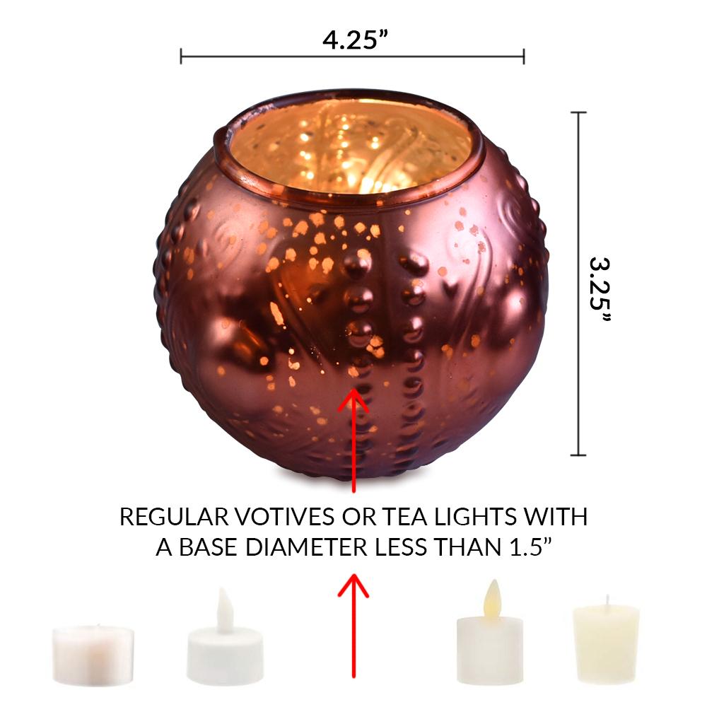 6 Pack | Vintage Mercury Glass Vase and Candle Holders (3.25-Inches, Small Josephine Design, Rustic Copper Red) - Use with Tea lights - for Home Décor, Parties and Weddings - AsianImportStore.com - B2B Wholesale Lighting and Decor