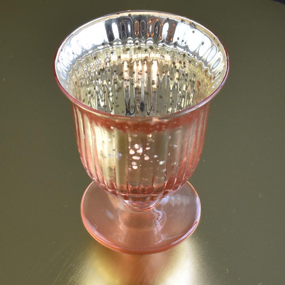 Vintage Mercury Glass Candle Holders (5-Inch, Emma Design, Fluted Urn, Rose Gold Pink) - Decorative Candle Holder - For Home Decor, Party Decorations, and Wedding Centerpieces - AsianImportStore.com - B2B Wholesale Lighting and Decor