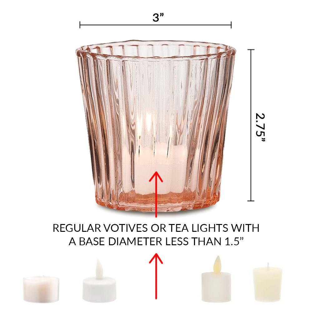 4 Pack | Vintage Mercury Glass Candle Holders (3-Inch, Caroline Design, Vertical Motif, Rustic Red Copper) - For use with Tea Lights - Home Decor, Parties and Wedding Decorations - AsianImportStore.com - B2B Wholesale Lighting and Decor