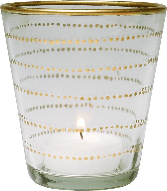 Gilded Horizontal Accent Glass Candle Holder (3.5-Inch, Vanessa Design, Clear) - Use with Tea Lights - Home Decor, Parties, and Wedding Decorations (20 PACK) - AsianImportStore.com - B2B Wholesale Lighting and Décor