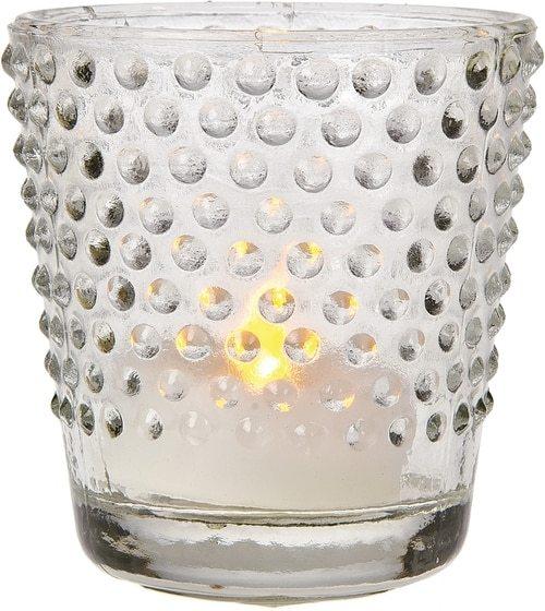 Hobnail Glass Candle Holder (2.5-Inch, Candace Design, Clear) - For Use with Tea Lights - For Home Decor, Parties, and Wedding Decorations - AsianImportStore.com - B2B Wholesale Lighting & Decor since 2002