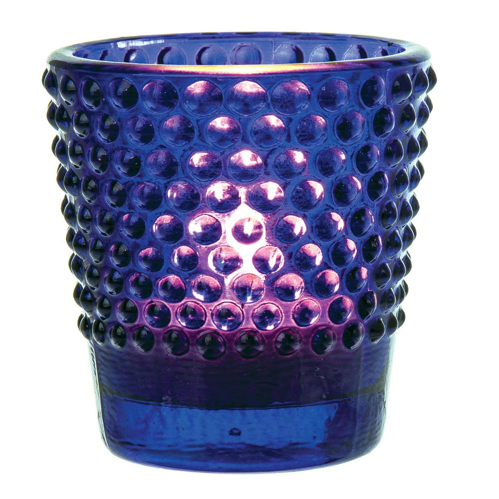6 Pack | Hobnail Glass Candle Holder (2.5-Inch, Candace Design, Cobalt Blue) - For Use with Tea Lights - For Home Decor, Parties and Wedding Decorations - AsianImportStore.com - B2B Wholesale Lighting & Decor since 2002
