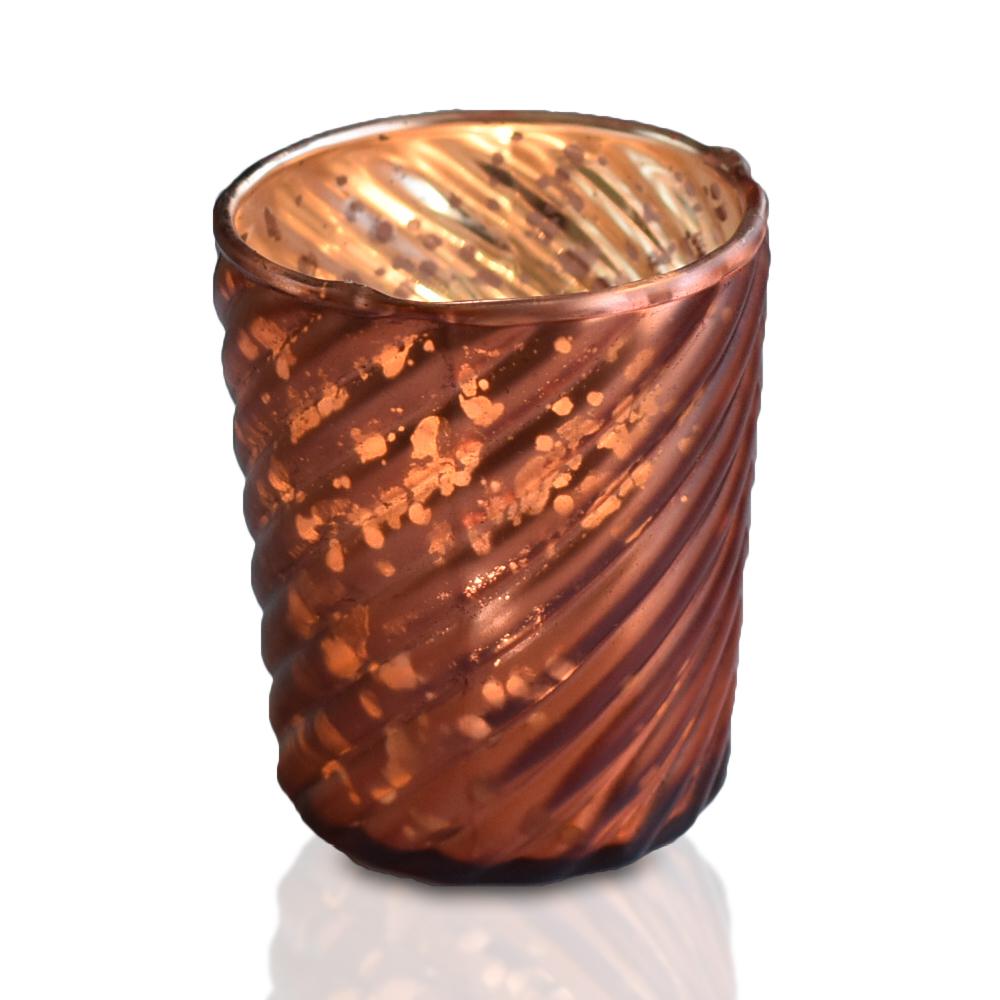 6 Pack | Mercury Glass Candle Holder (3-Inch, Grace Design, Rustic Copper Red) - for use with Tea Lights - for Home Décor, Parties and Wedding Decorations - AsianImportStore.com - B2B Wholesale Lighting and Decor
