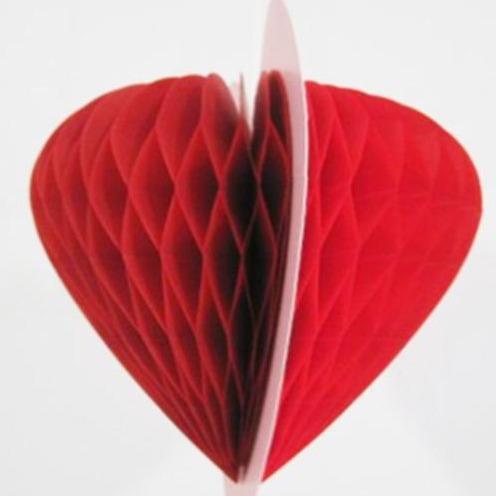 8" Red Valentine's Heart Honeycomb Tissue Paper Decoration (20 PACK) - AsianImportStore.com - B2B Wholesale Lighting and Décor