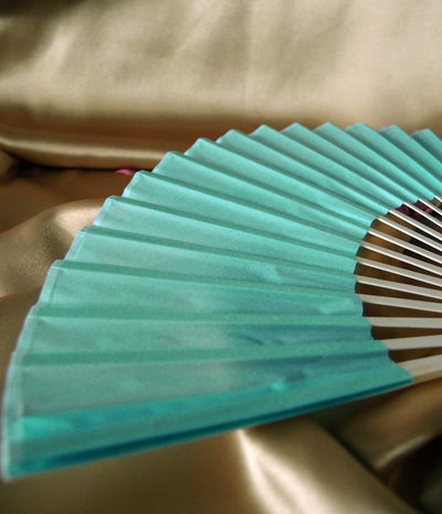 9" Water Blue Silk Hand Fans for Weddings (10 Pack) - AsianImportStore.com - B2B Wholesale Lighting and Decor