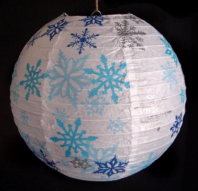 14" White Snowflake Christmas Holiday Paper Lantern - AsianImportStore.com - B2B Wholesale Lighting and Decor