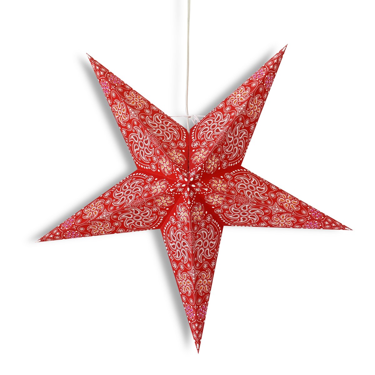 3-PACK + Cord | 24" Red Winds Paper Star Lantern and Lamp Cord Hanging Decoration - AsianImportStore.com - B2B Wholesale Lighting and Decor