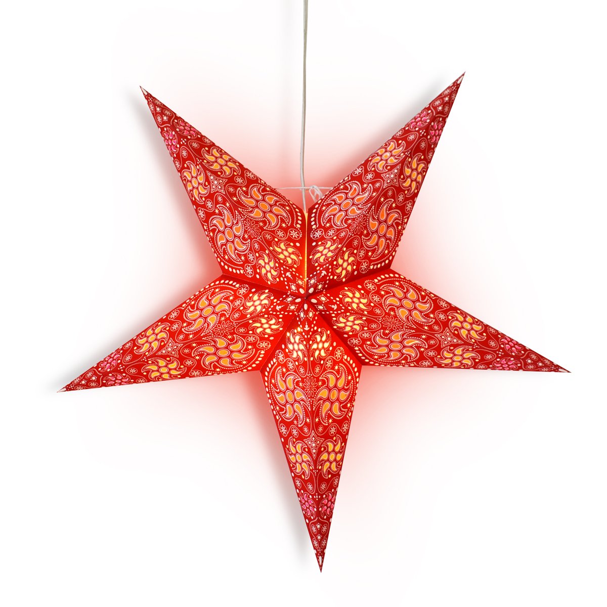 3-PACK + Cord | 24" Red Winds Paper Star Lantern and Lamp Cord Hanging Decoration - AsianImportStore.com - B2B Wholesale Lighting and Decor