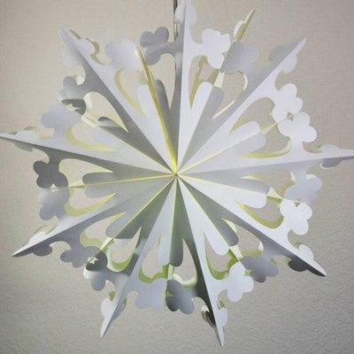 3-PACK + Cord | White Semplice 24" Pizzelle Designer Illuminated Paper Star Lanterns and Lamp Cord Hanging Decorations - AsianImportStore.com - B2B Wholesale Lighting and Decor