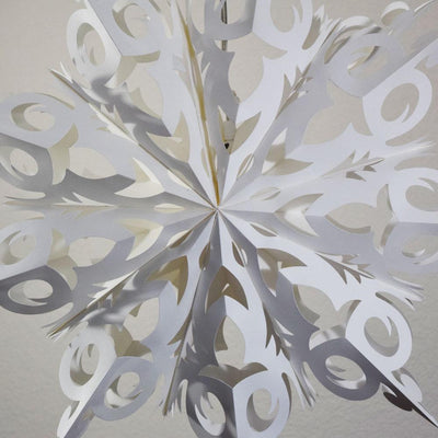 Pizzelle Paper Star Lantern (24-Inch, White, Winter Frozen Snowflake Design) - AsianImportStore.com - B2B Wholesale Lighting and Decor