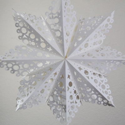 Quasimoon Paper Star Lantern (24-Inch, White, Winter Solstice Snowflake Design) - Great With or Without Lights - Holiday and Snowflake Decorations - AsianImportStore.com - B2B Wholesale Lighting and Decor