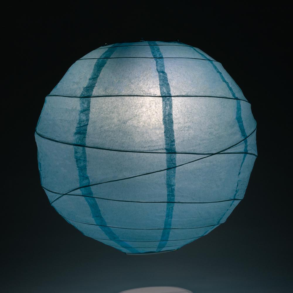 5-PACK 20" Baby Blue Round Paper Lantern, Crisscross Ribbing, Hanging Decoration