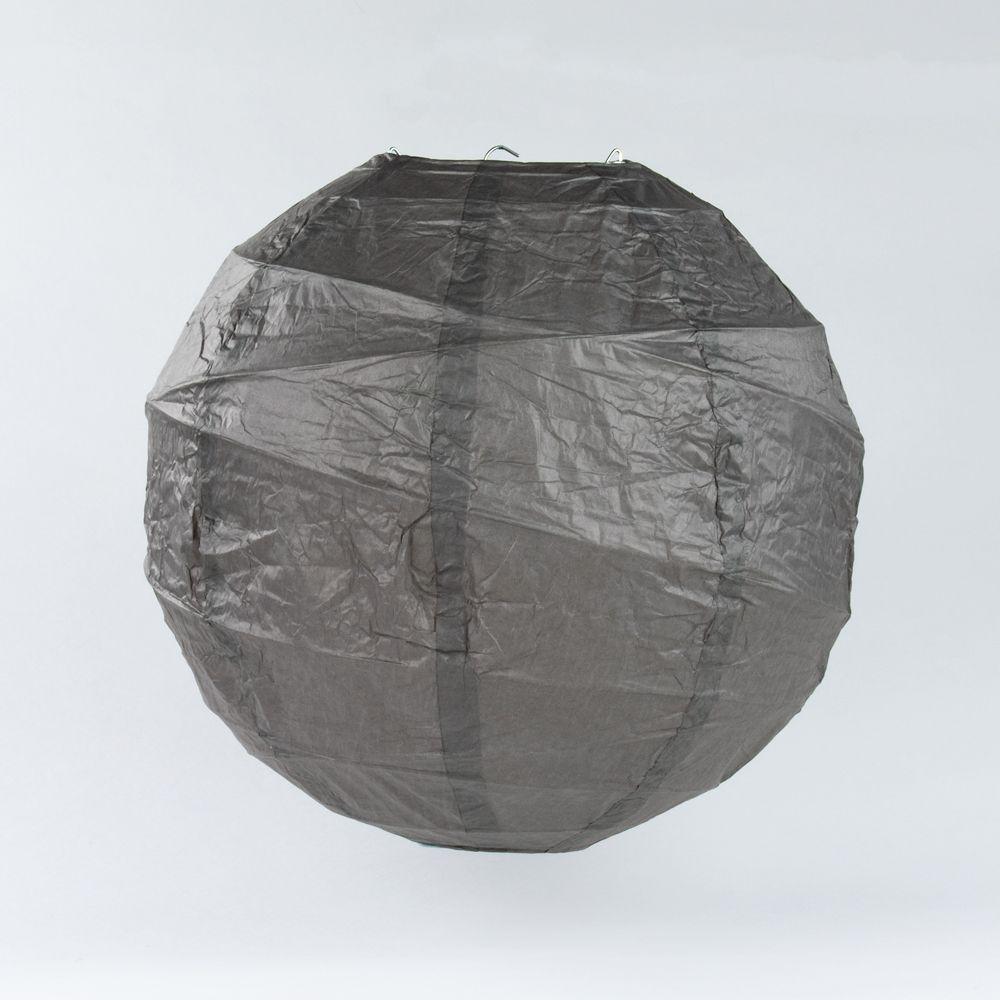 BLOWOUT BULK PACK (12) 6" Driftwood Grey Round Paper Lantern, Crisscross Ribbing, Chinese Hanging Wedding & Party Decoration