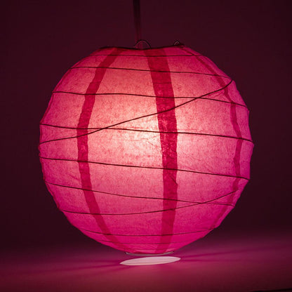 5-PACK 16" Fuchsia / Hot Pink Round Paper Lantern, Crisscross Ribbing, Chinese Hanging Wedding & Party Decoration