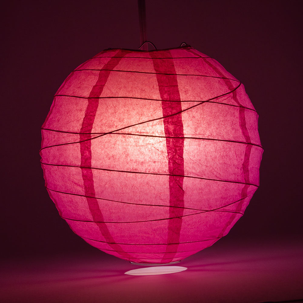 12" Fuchsia / Hot Pink Round Paper Lantern, Crisscross Ribbing, Chinese Hanging Wedding & Party Decoration - PaperLanternStore.com - Paper Lanterns, Decor, Party Lights & More