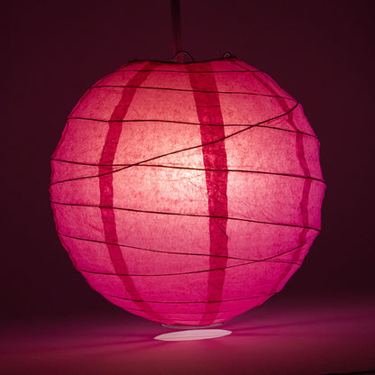 12" Fuchsia / Hot Pink Round Paper Lantern, Crisscross Ribbing, Chinese Hanging Wedding & Party Decoration - PaperLanternStore.com - Paper Lanterns, Decor, Party Lights & More
