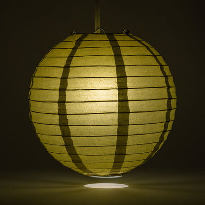 12" Gold Round Paper Lantern, Even Ribbing, Chinese Hanging Wedding & Party Decoration - PaperLanternStore.com - Paper Lanterns, Decor, Party Lights & More