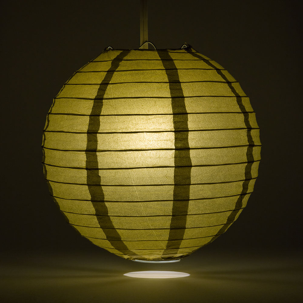 16" Gold Round Paper Lantern, Even Ribbing, Chinese Hanging Wedding & Party Decoration - PaperLanternStore.com - Paper Lanterns, Decor, Party Lights & More