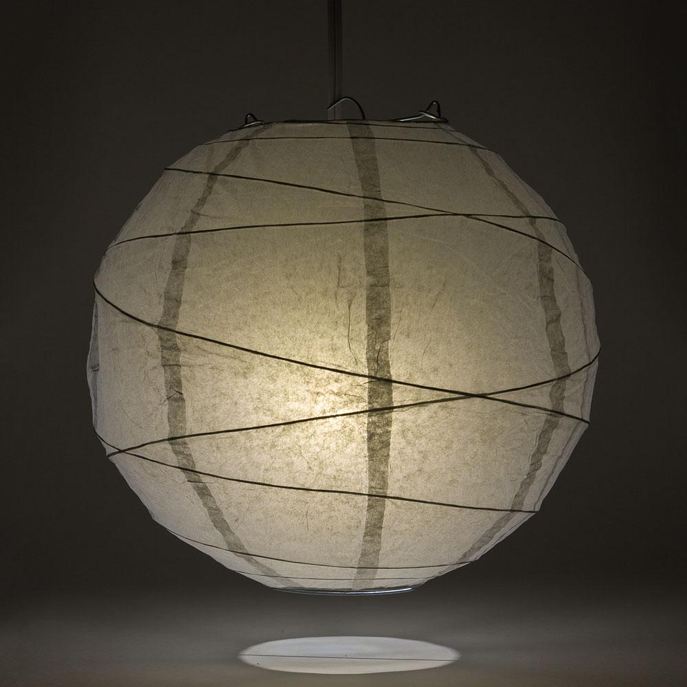 16" Gray / Grey Round Paper Lantern, Crisscross Ribbing, Chinese Hanging Wedding & Party Decoration