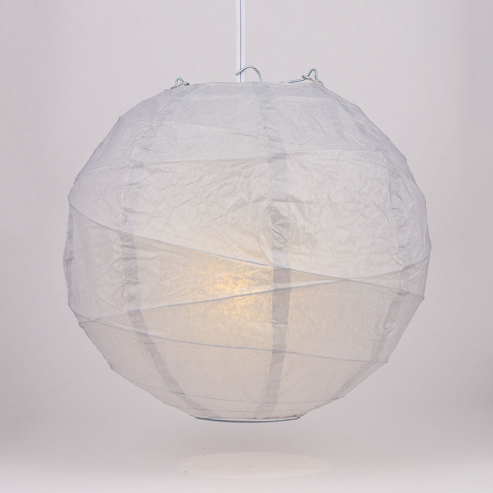 24" Gray / Grey Round Paper Lantern, Crisscross Ribbing, Chinese Hanging Wedding & Party Decoration - PaperLanternStore.com - Paper Lanterns, Decor, Party Lights & More