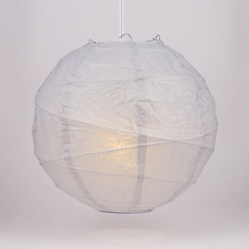 16" Gray / Grey Round Paper Lantern, Crisscross Ribbing, Chinese Hanging Wedding & Party Decoration