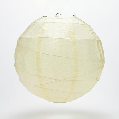 BULK PACK (12) 24" Ivory Round Paper Lantern, Crisscross Ribbing, Chinese Hanging Wedding & Party Decoration