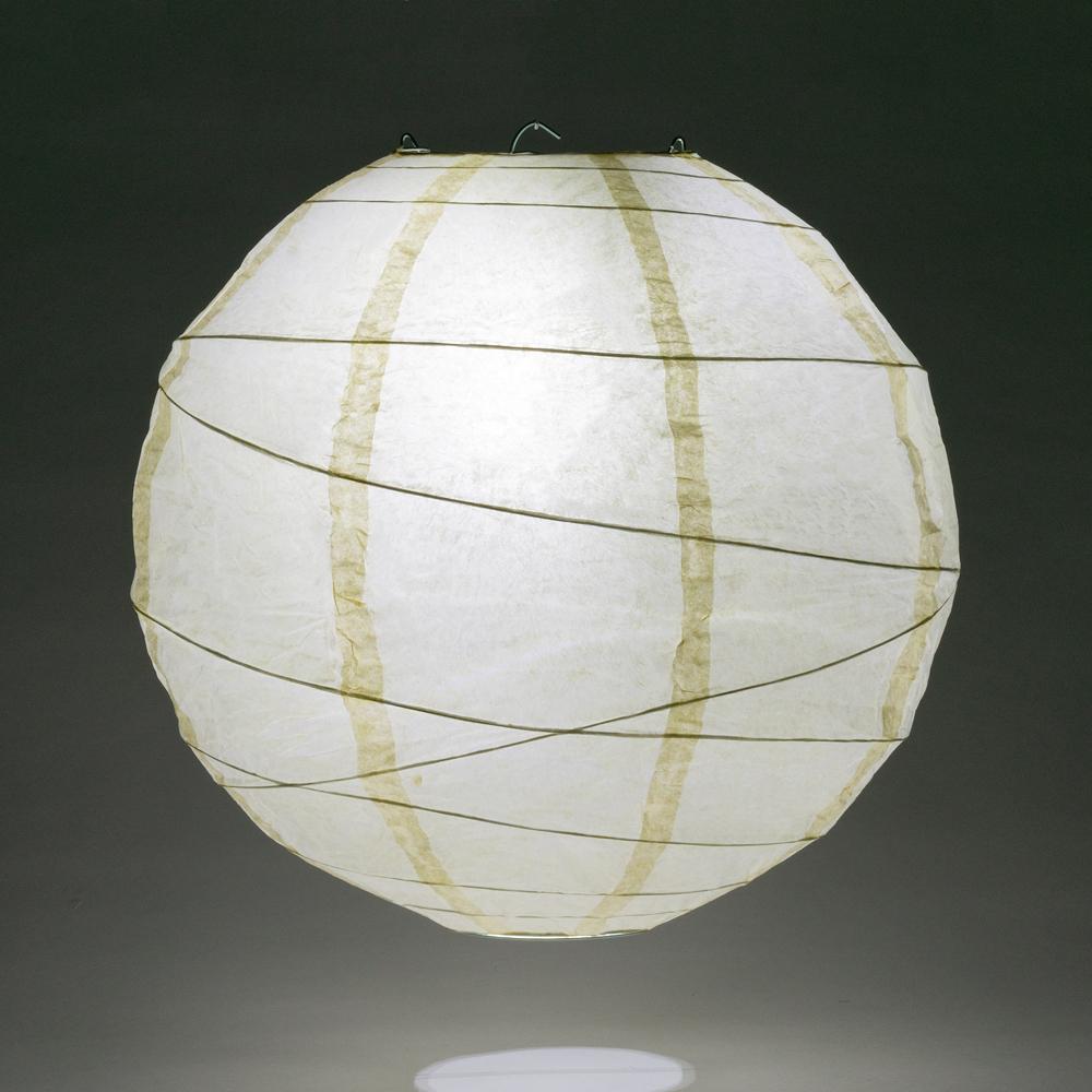5-PACK 8" Ivory Round Paper Lantern, Crisscross Ribbing, Hanging Decoration