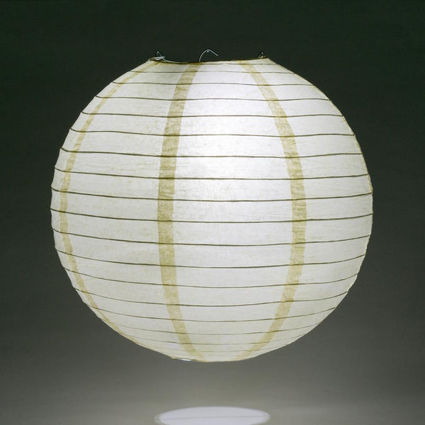BULK PACK (5) 8" Ivory Round Paper Lantern, Even Ribbing, Hanging Decoration - PaperLanternStore.com - Paper Lanterns, Decor, Party Lights & More