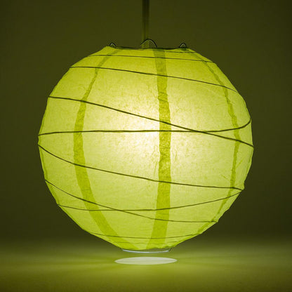 BLOWOUT BULK PACK (12) 20" Light Lime Green Round Paper Lantern, Crisscross Ribbing, Chinese Hanging Wedding & Party Decoration