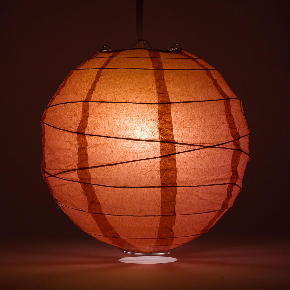 BULK PACK (12) 16" Marsala / Burgundy Wine Round Paper Lantern, Crisscross Ribbing, Chinese Hanging Wedding & Party Decoration