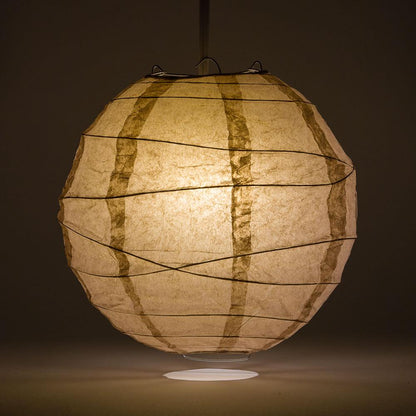 5-PACK 24" Dusty Sand Rose Round Paper Lantern, Crisscross Ribbing, Chinese Hanging Wedding & Party Decoration