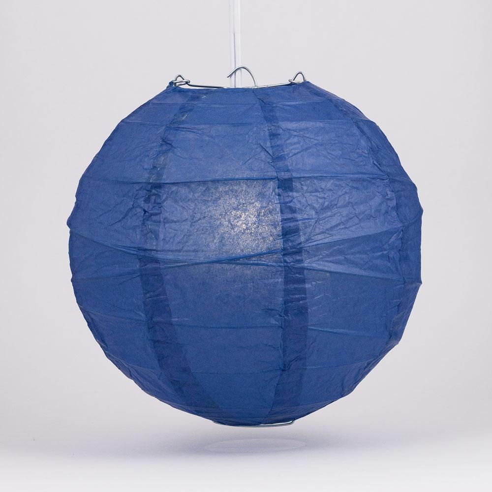 5-PACK 20" Navy Blue Round Paper Lantern, Crisscross Ribbing, Chinese Hanging Wedding & Party Decoration