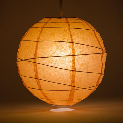 5-PACK 16" Peach / Orange Coral Round Paper Lantern, Crisscross Ribbing, Chinese Hanging Wedding & Party Decoration