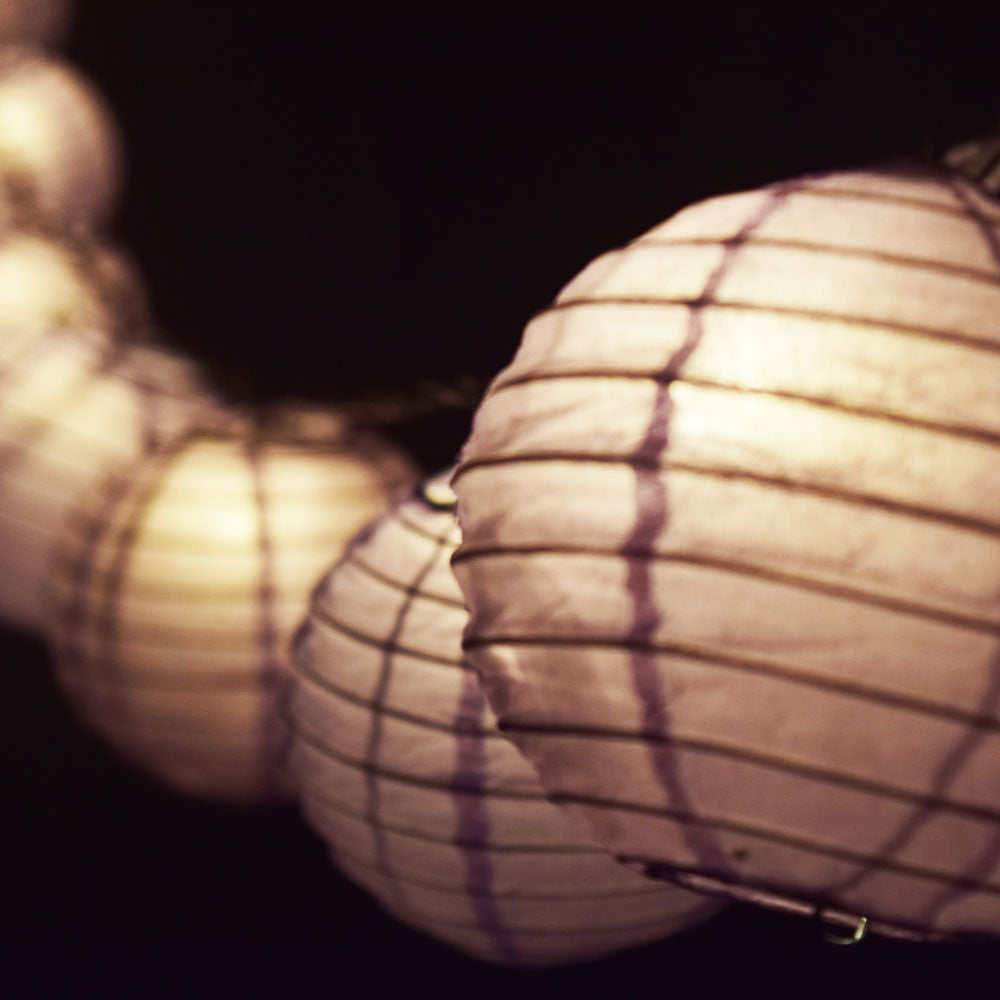 10 Socket Lavender Round Paper Lantern Party String Lights (4" Lanterns, Expandable) - PaperLanternStore.com - Paper Lanterns, Decor, Party Lights & More