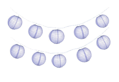 10 Socket Lavender Round Paper Lantern Party String Lights (4" Lanterns, Expandable) - PaperLanternStore.com - Paper Lanterns, Decor, Party Lights & More