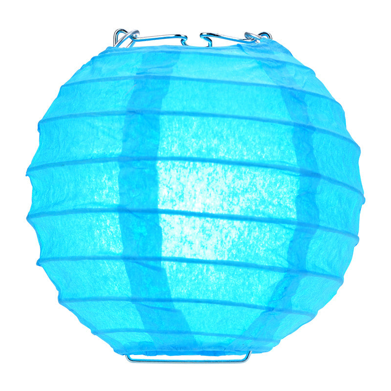 10 Socket Turquoise Round Paper Lantern Party String Lights (4" Lanterns, Expandable) - PaperLanternStore.com - Paper Lanterns, Decor, Party Lights & More