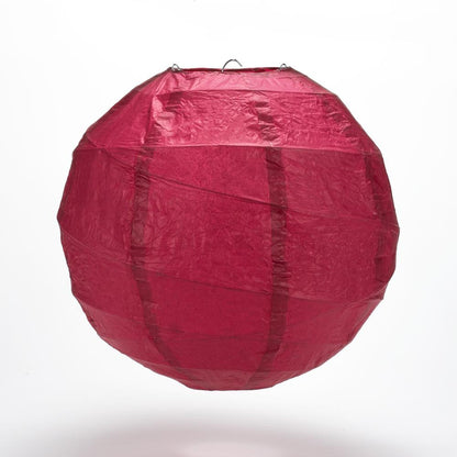 BULK PACK (12) 24" Velvet Red Round Paper Lantern, Crisscross Ribbing, Chinese Hanging Wedding & Party Decoration