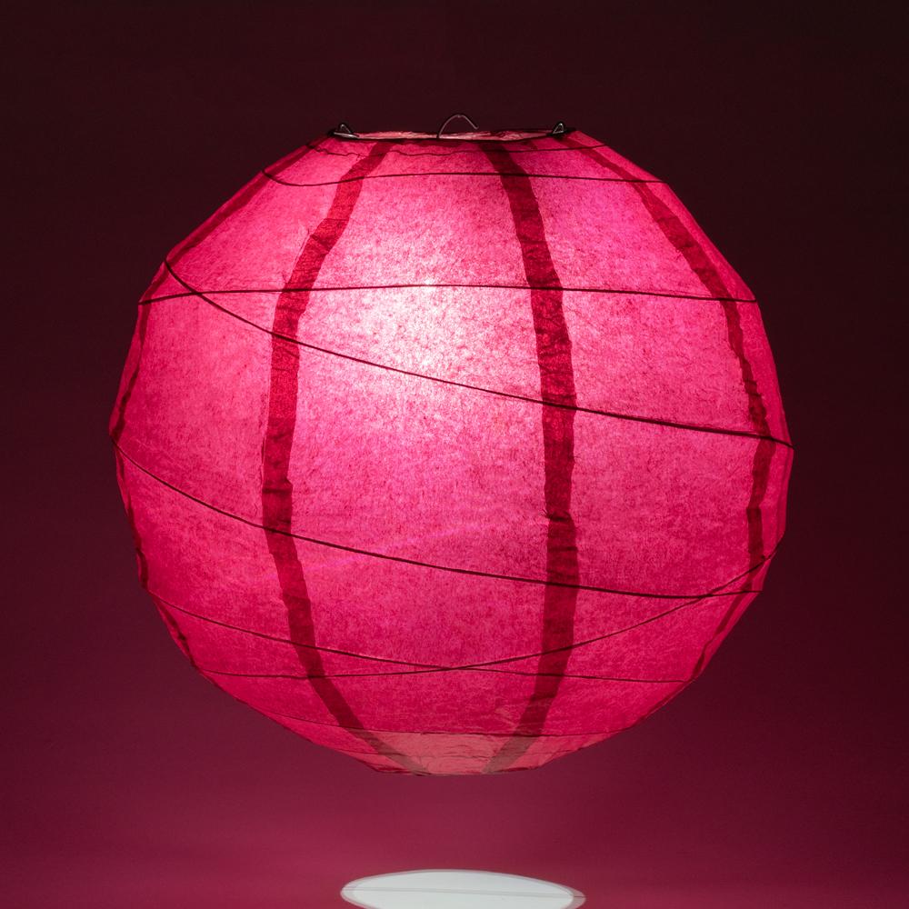 5-PACK 24" Velvet Red Round Paper Lantern, Crisscross Ribbing, Chinese Hanging Wedding & Party Decoration